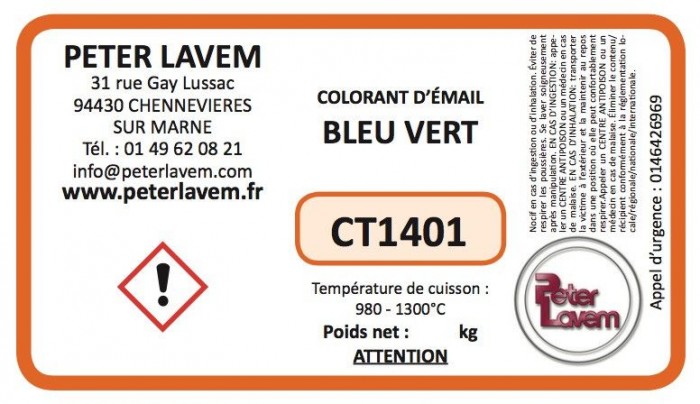 CT1401 - Colorant bleu vert (cr-si-co) JOHNSON MATTHEY - 2