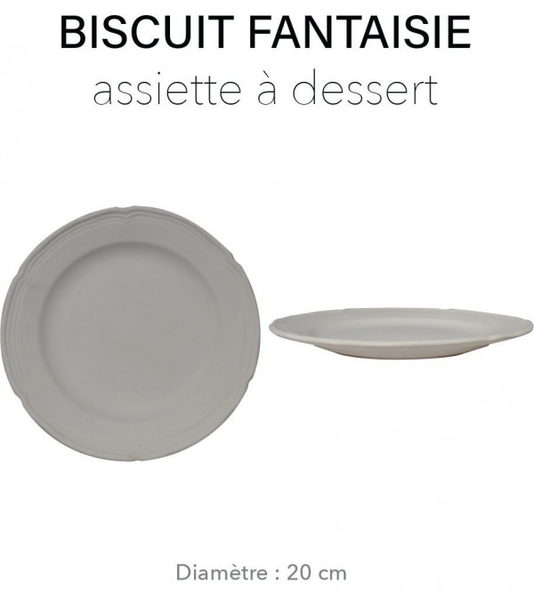 Biscuit Fantaisie - Assiette à  dessert blanche Ø 20 cm PETER LAVEM - 1